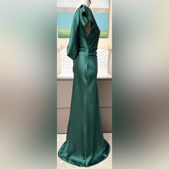 Lulus Dress Emerald Green High Neck Maxi  Open Back Wedding Party Bridesmaid M - Picture 4 of 13